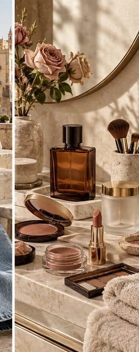 Bodegón de belleza generado con IA, ilustrativo.